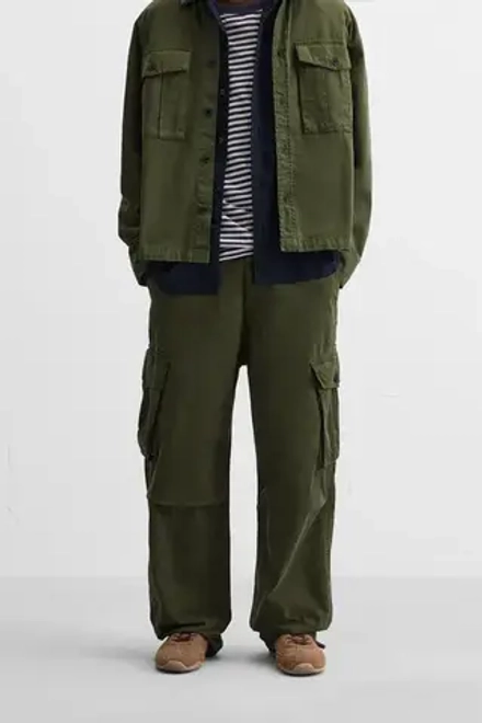 ZARA БРЮКИ КАРГО RELAXED FIT, ТЕМНЫЙ ХАКИ