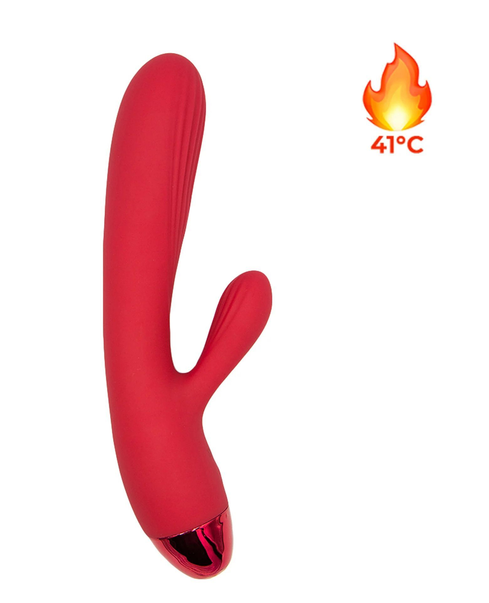Красный вибратор-кролик с пульсацией и нагревом Irene