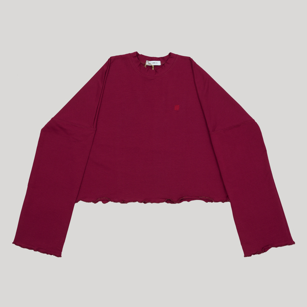 LS T-Shirt Wavy Hem Beaujolais