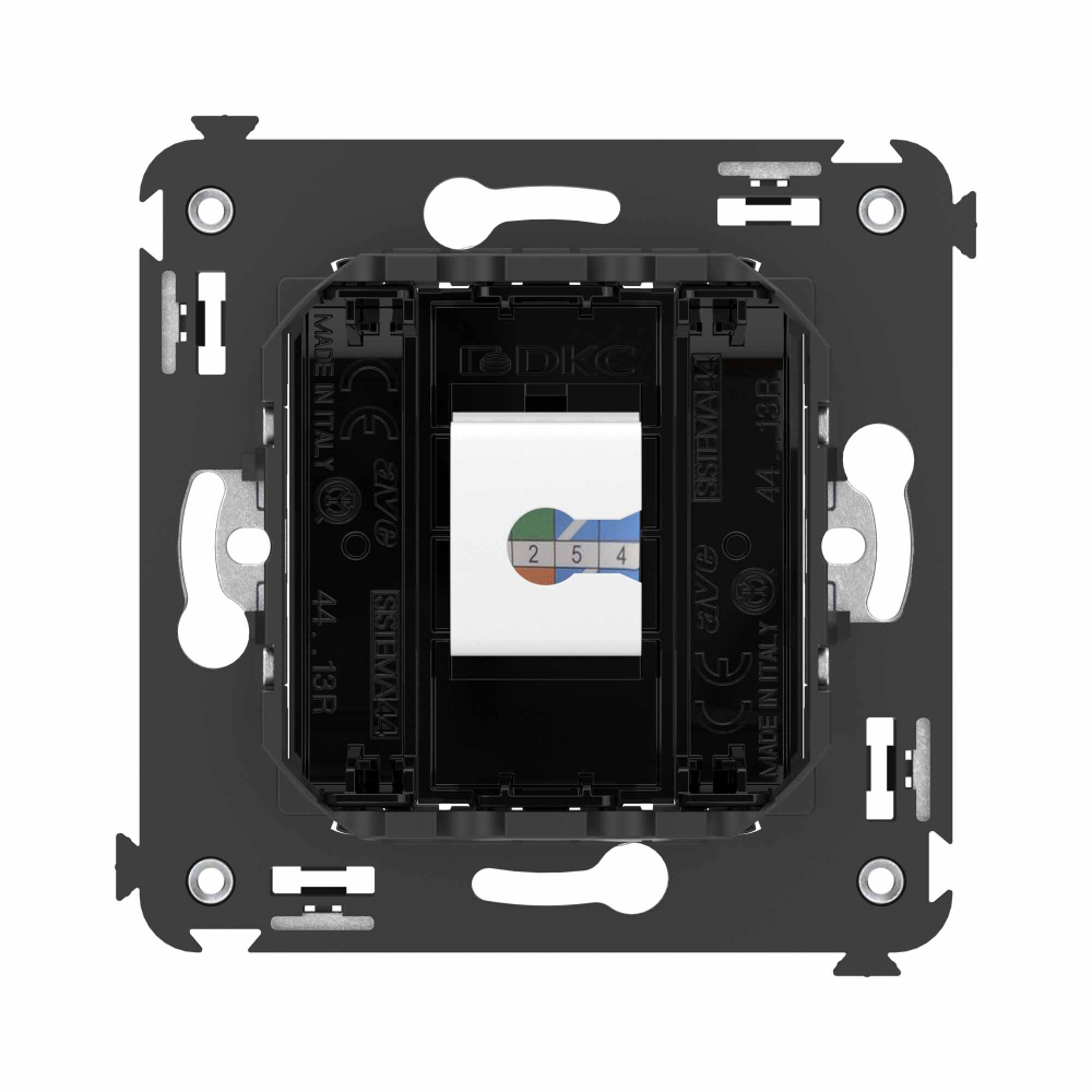 Компьютерная розетка RJ-45 без шторки в стену, кат.6 одинарная, "Avanti", "Черный квадрат"