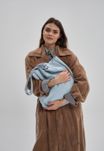 сумка шоппер небесно-голубой замша