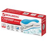 Степлер №24/6, 26/6 BRAUBERG "JET", до 20 листов, эргономичный, бело-голубой, 227760