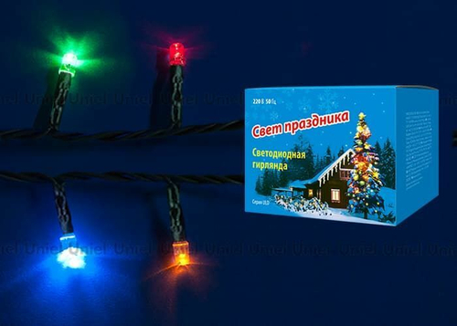 ULD-S0800-100/DGA MULTI IP20 Гирлянда светодиодная с контроллером, 100 светодиодов, 8 м, разноцветная, IP20, провод зеленый