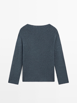 Massimo Dutti Свитер из смесового хлопка с ажурным узором, синий