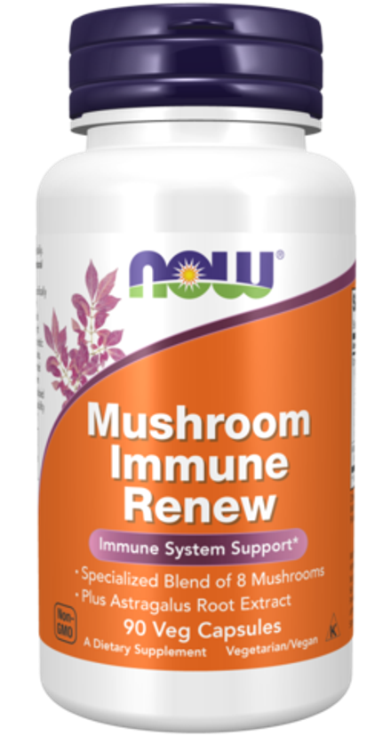 NOW Foods, Добавка для поддержания иммунитета с грибами, Mushroom Immune Renew, 90 вегетарианских капсул