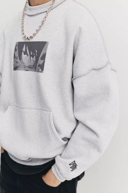 PULL&BEAR Толстовка Dan Da Dan, серый меланж