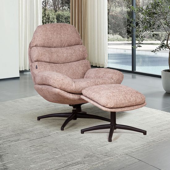 Кресло качалка с вращением и оттоманкой Sven цвет бежевый