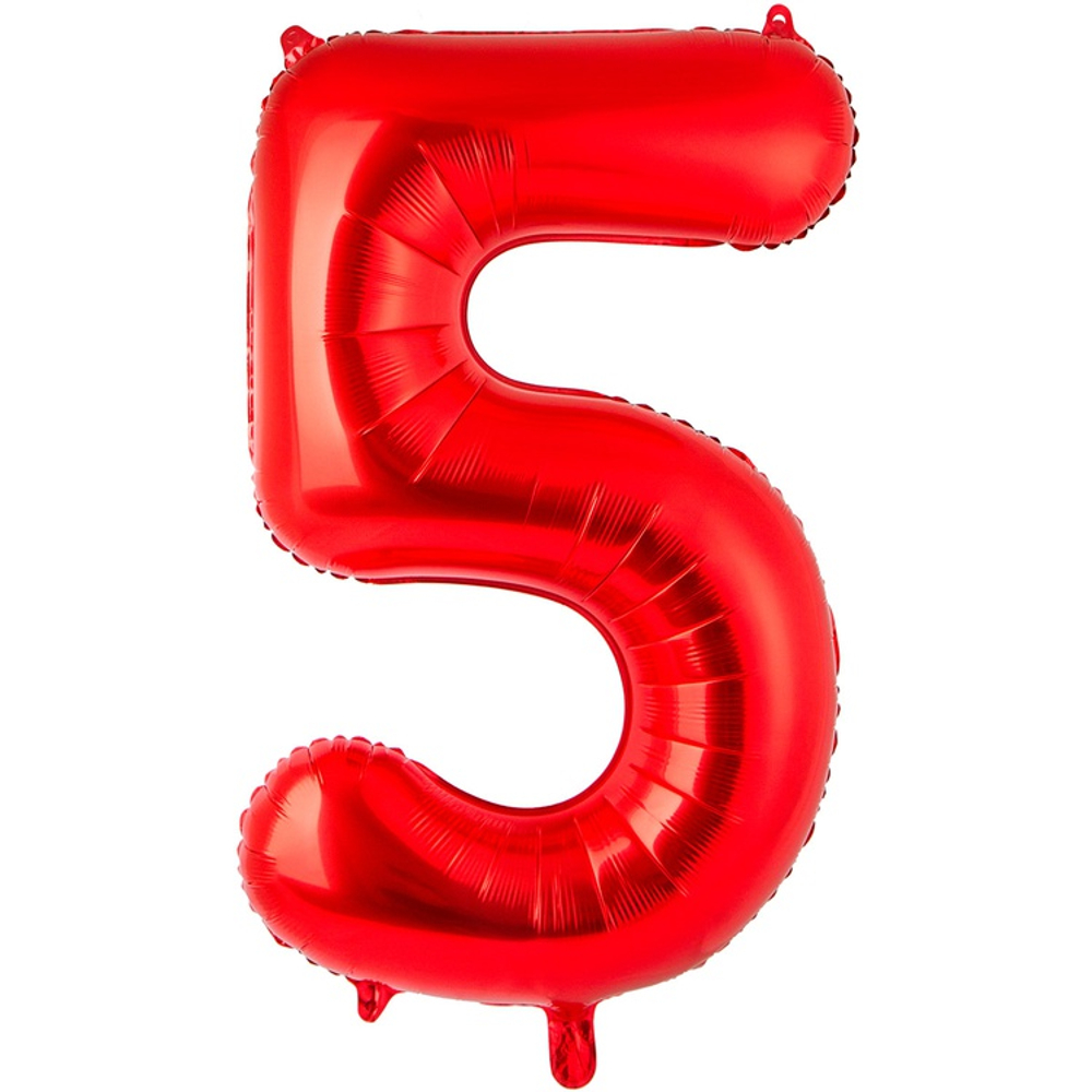 Шар фольгированный Цифра 5 105 см (Красный)