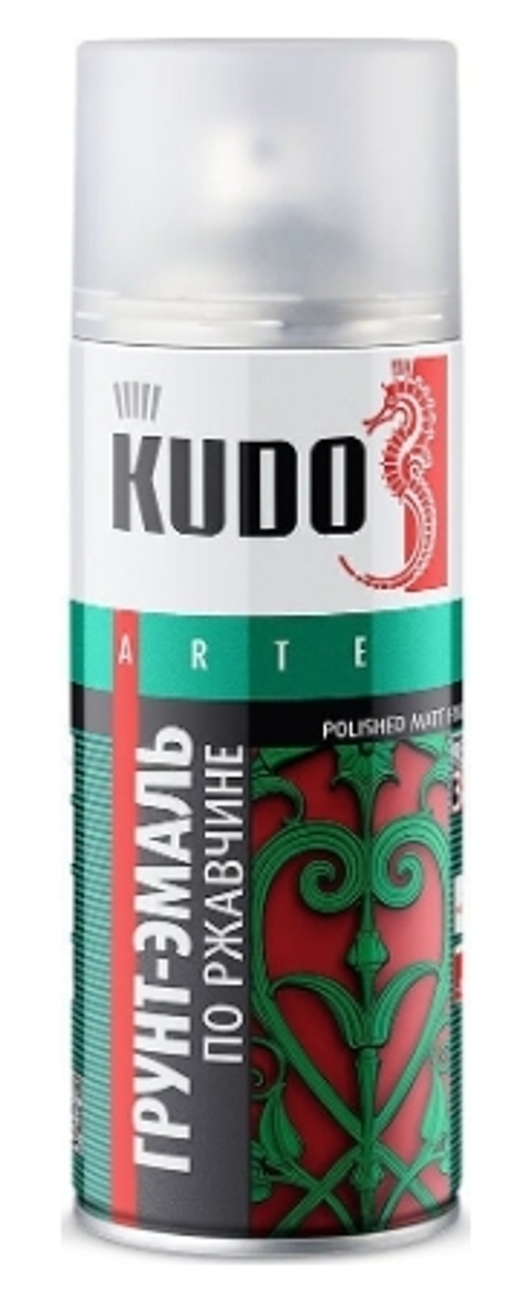 Грунт-эмаль по ржавчине Kudo, черная матовая, гладкая, аэрозоль, 520 мл