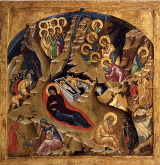 Рождество Христово деревянная икона на левкасе