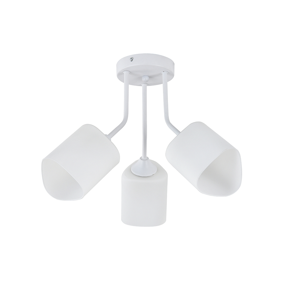 Люстра потолочная 3x60Вт E27, металл/стекло, белый, матовый плафон