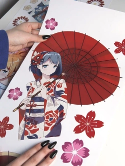 Наклейки аниме большой набор виниловых интерьерных стикеров