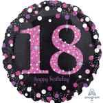 Шар Фольгированный Sparkling Birthday 18 (Черный)