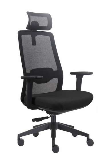 Кресло офисное Норден / Кросс / Cross / черная сетка / черная ткань / нейлоновая база