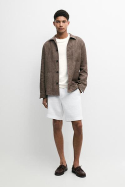 Massimo Dutti Короткие бермуды из 100% льна, белый