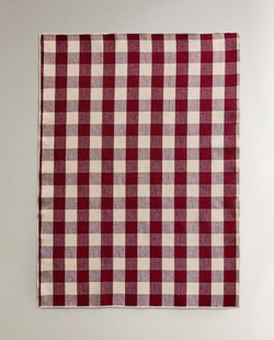 ZARA HOME КУХОННОЕ ПОЛОТЕНЦЕ В КЛЕТКУ (2 ШТ.), БОРДОВЫЙ