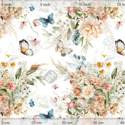 Акварель цветы букет, бабочки by Стильный принт 207 DPI