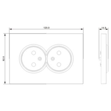 Накладка для розетки 2-й без заземления,  со шторками 16A 250 В~,  матовый титан,  серия A07