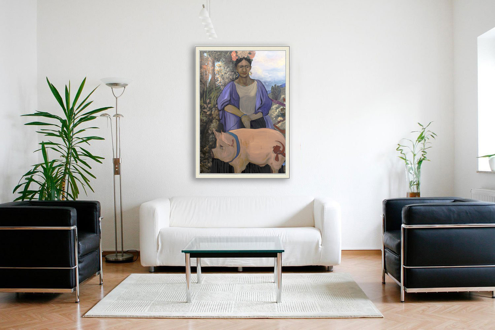 Эль-Сафади Л. В. Фрида Кало на прогулке с Диего Риверой. Оргалит, масло. 1990-е.