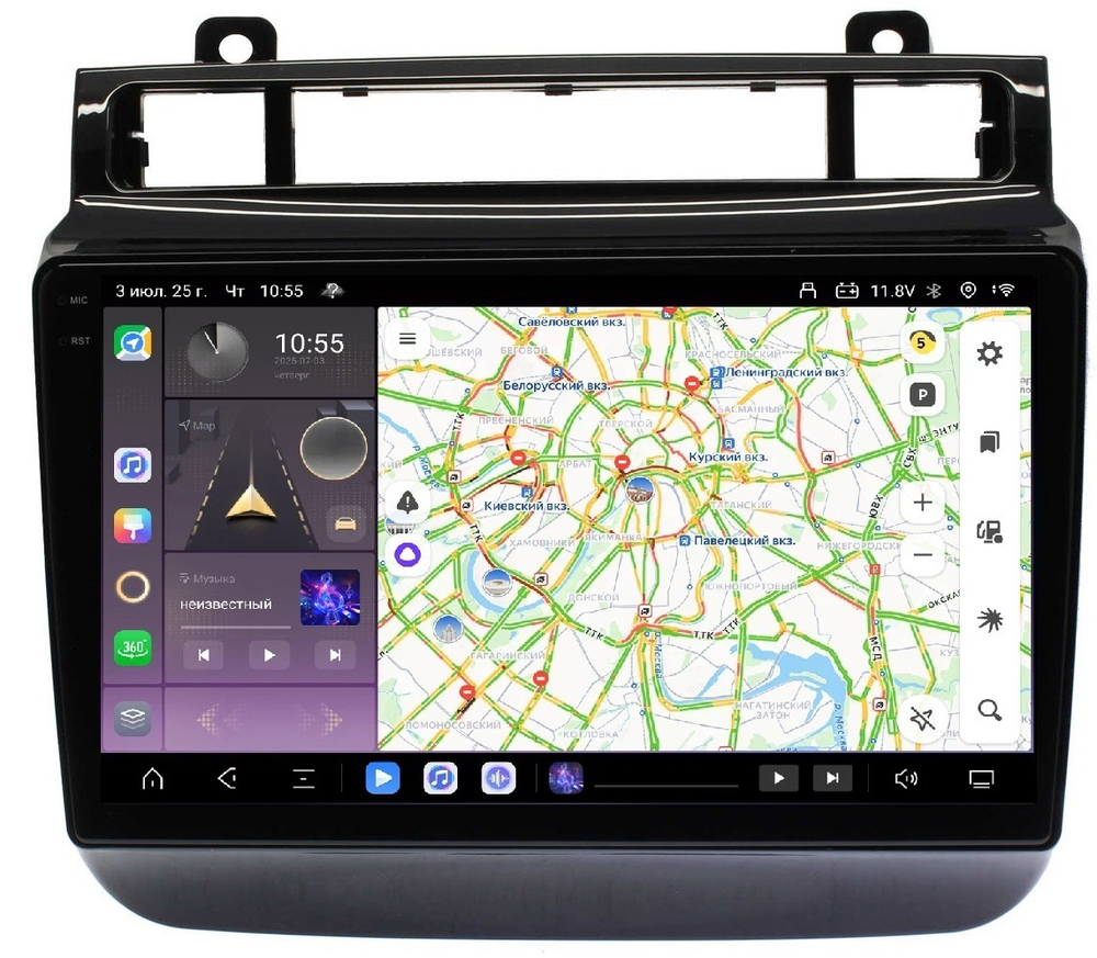 Магнитола для VW Touareg 2010-2018 (RCD550, поддержка подогревов) - Carmedia OL-9107 QLed+2K, Android 13, TS20, CarPlay, 4G SIM-слот