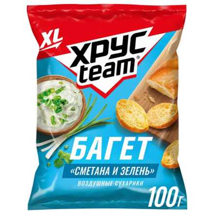 Сухарики Хрусteam Багет Сметана и Зелень 100гр