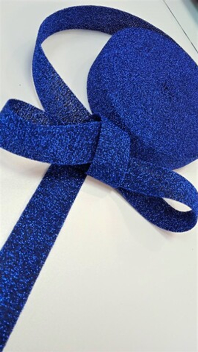 Лампасная лента (трикотажный, люрекс, 2,5 см). Цвет- ВАСИЛЕК, ВО