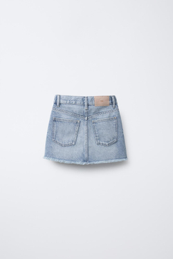 ZARA ДЖИНСОВАЯ ЮБКА С НЕОБРАБОТАННОЙ КРОМКОЙ, СИНИЙ