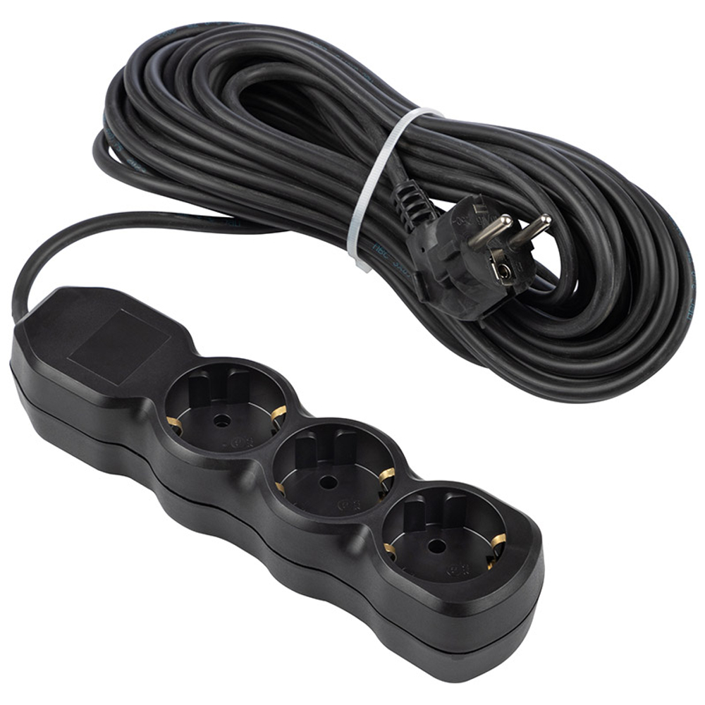 Удлинитель Engy "Гранд" 10м/3роз с заземлением (ПВС 3х0.75) черный