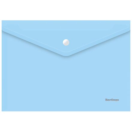 Папка-конверт на кнопке А4, Berlingo Starlight, 180мкм, голубая