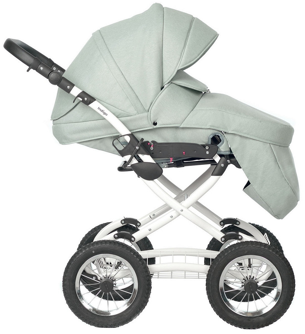 Детская коляска Indigo Barbara 21 Classic 3 в 1 с автокреслом Avionaut Cosmo Grey Ba02 шалфей