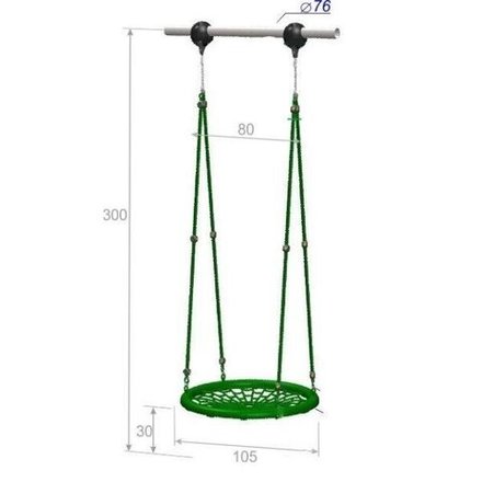 Качели  гнезда Ø 100 высотой 300 см, диаметр крепления на трубу 76 мм