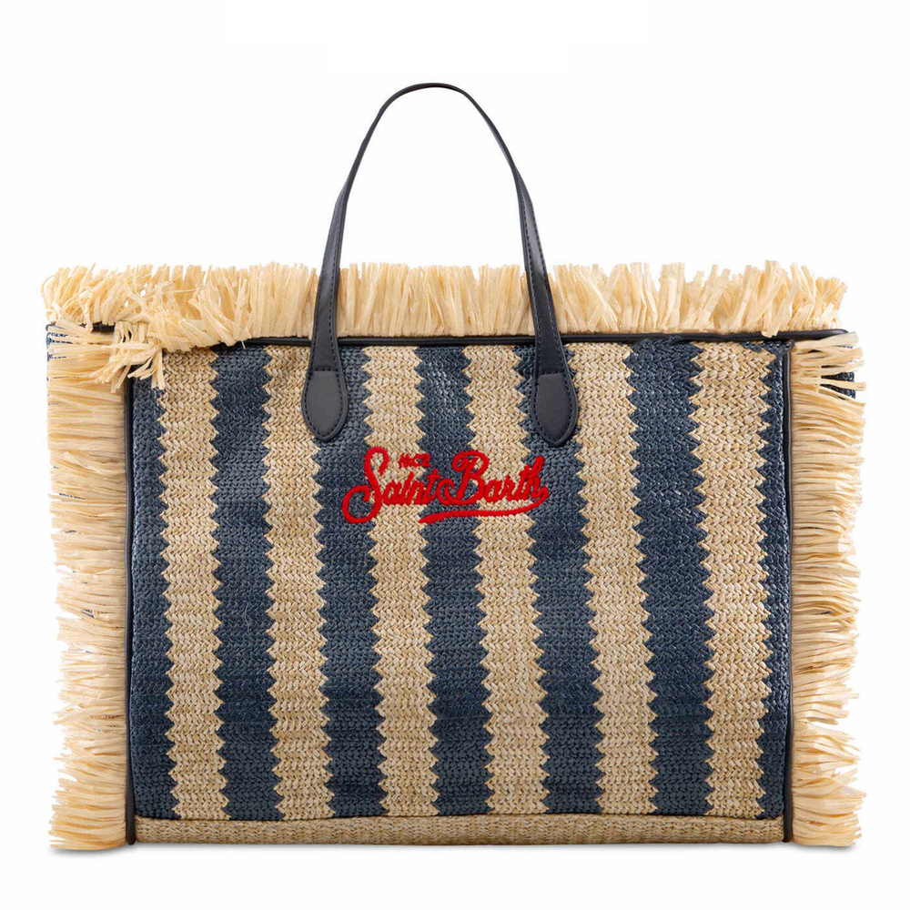Сумка жен. Saint Barth VANITI STRAW 61 соломенная синяя с красным