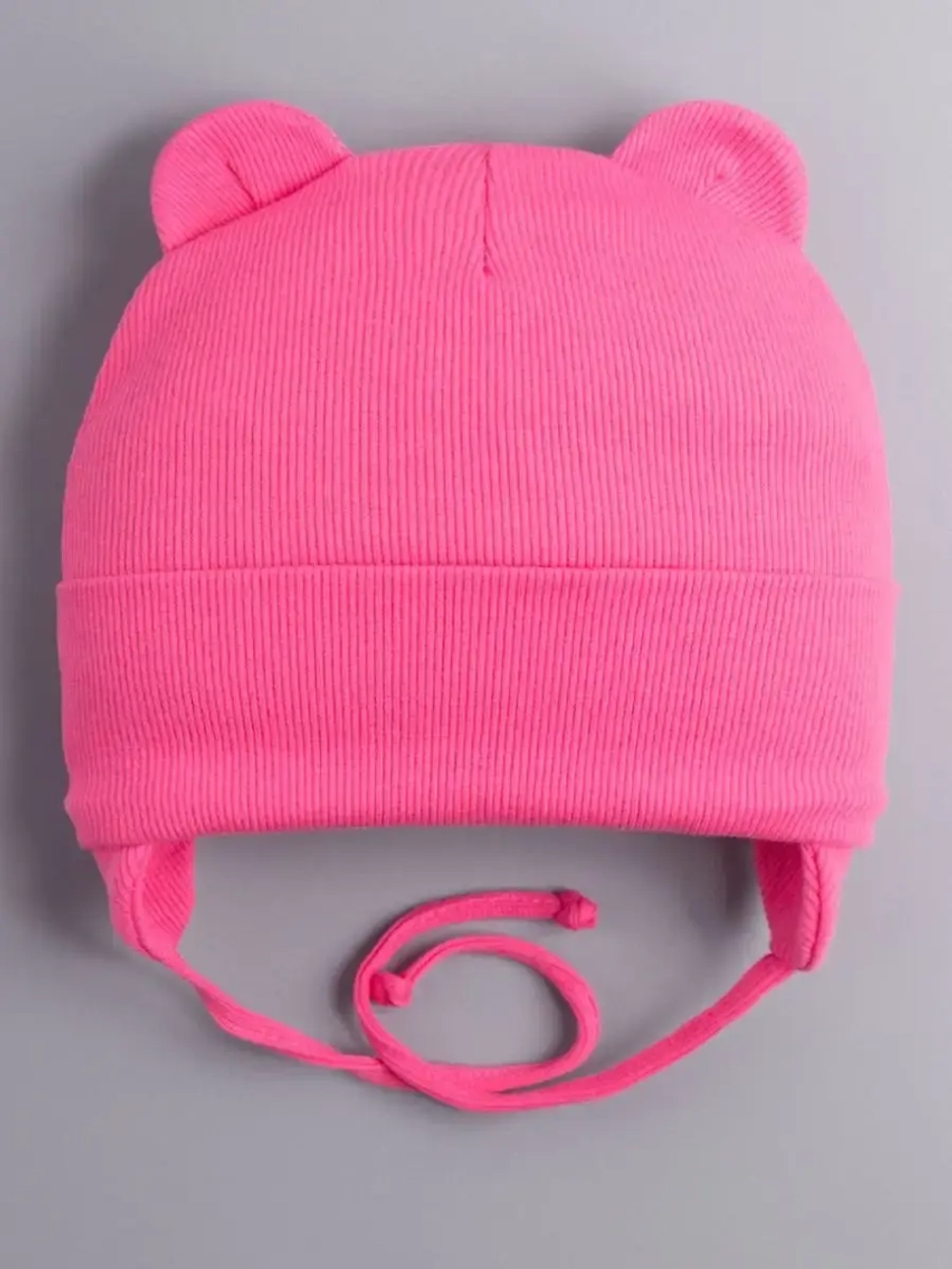 Шапка детская с ушками на завязках на осень