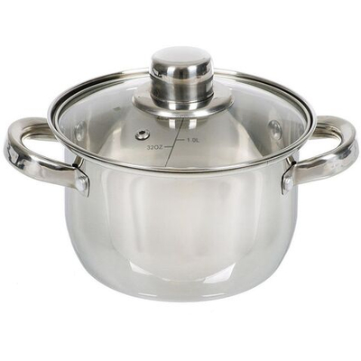 Кастрюля нерж, 1.9 л, с крыш, крышка стекло, DNN3, SD-A17-16
