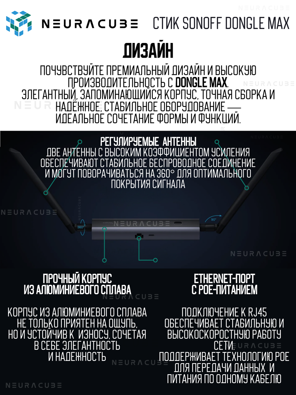 Zigbee/Thread PoE-стик SONOFF Dongle Max (Dongle-M)