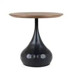 Столик журнальный Lemosab, Ø50х48 см, черный металл, столешница орех