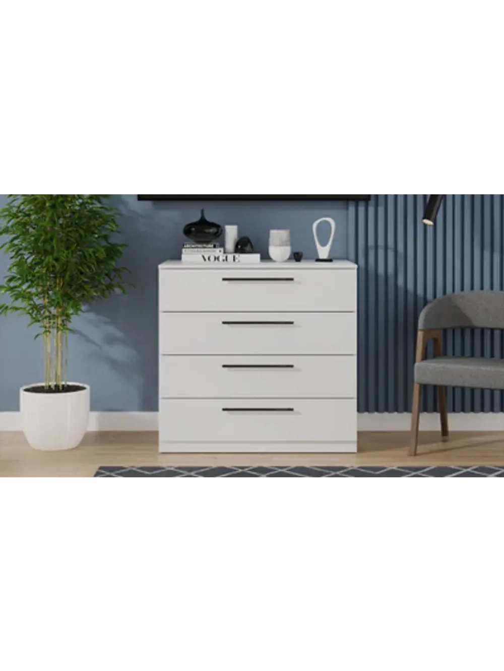 Комод для одежды Белый 4 ящика 92х51х87 см
