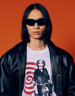 BERSHKA Футболка с принтом Saw, белый