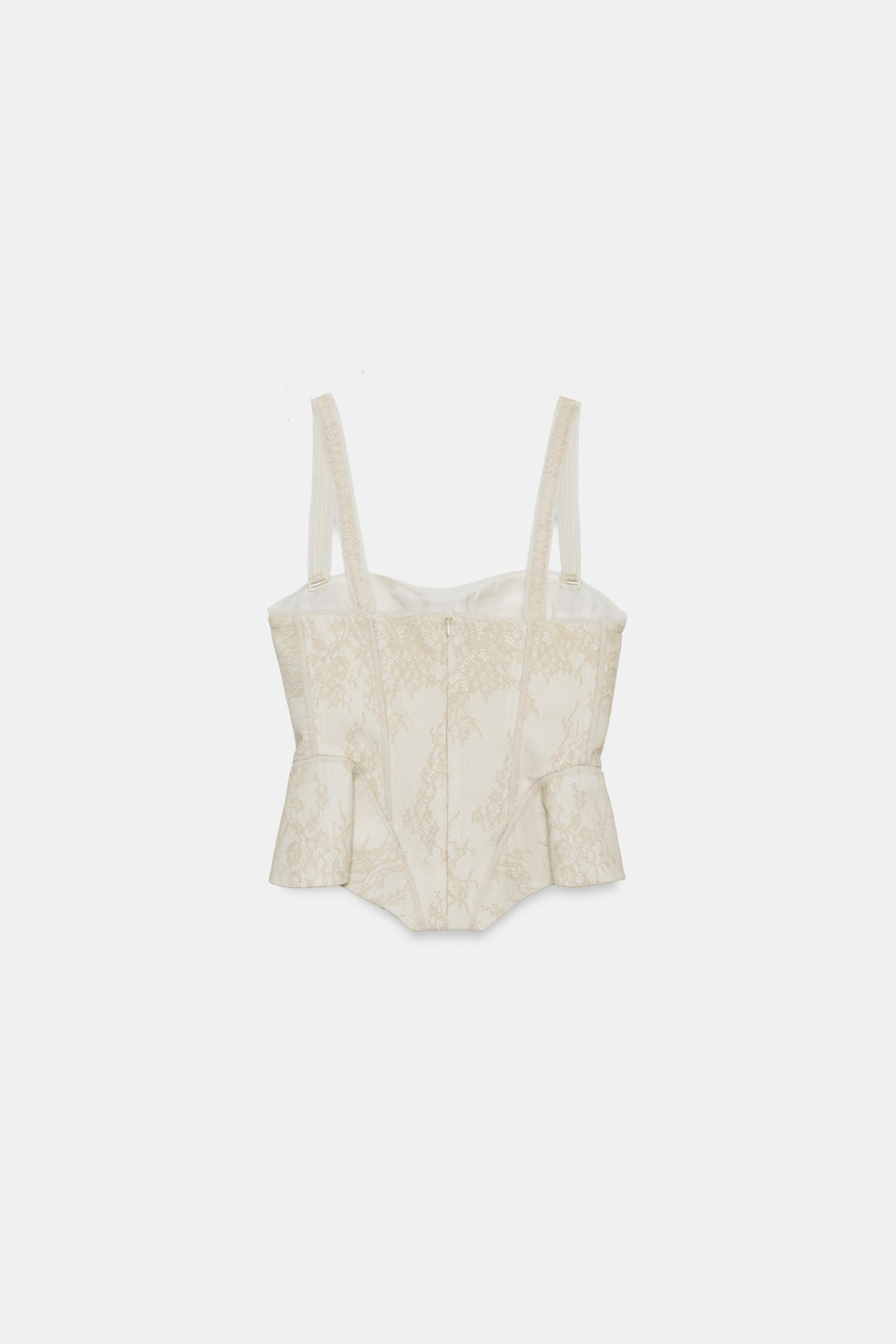 ZARA ТОП-КОРСЕТ С КРУЖЕВОМ — ZW COLLECTION, ЭКРЮ