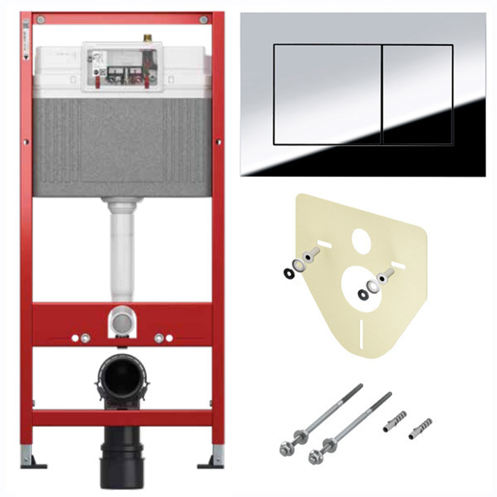 Комплект TECEbase 2.0 для установки подвесного унитаза с панелью смыва TECEnow хром глянцевый, 9400412