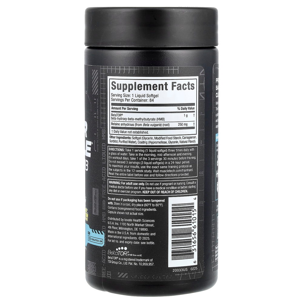 MuscleTech, Clear Muscle®, Liquid HMB, 84 капсулы