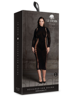 Облегающее длинное платье Carme с пикантной спинкой (Размер: XL-4XL) (Цвет: черный)