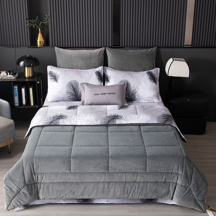 Комплект постельного белья на резинке с одеялом Велюрия Люкс «Контрастная элегантность»