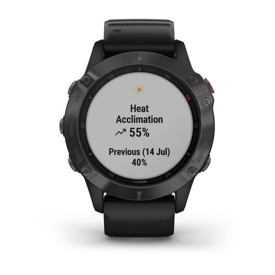 Мультиспортивные часы Garmin Fenix 6 Sapphire - серый DLC с черным ремешком  010-02158-11