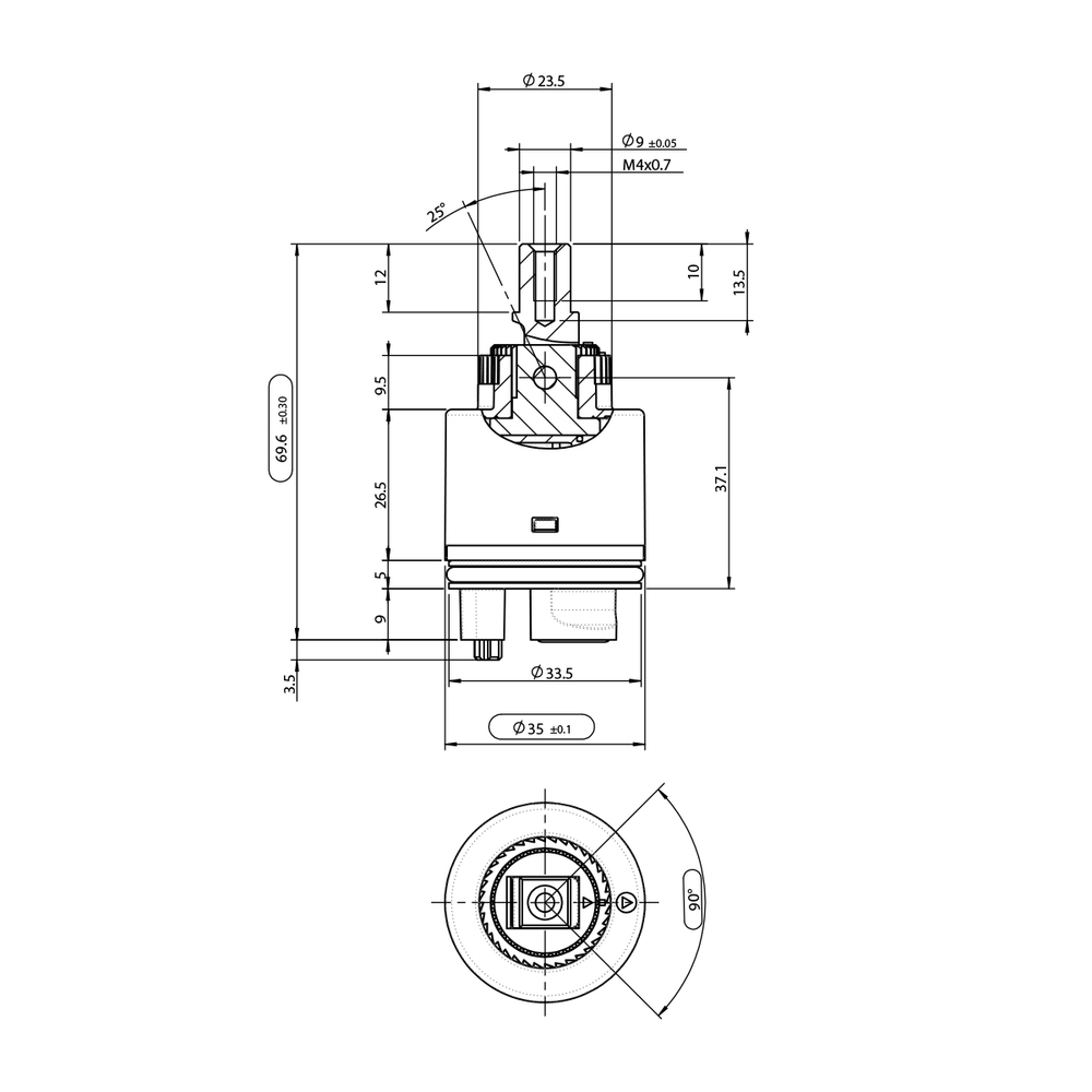 Эко-картридж Lemark SEDAL с керамическими пластинами, 35 мм, длинный, LM8600P-BL