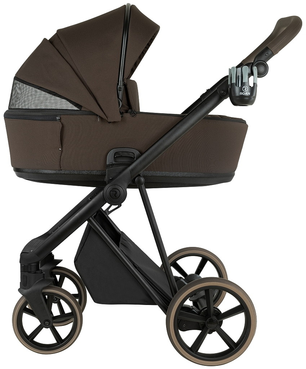 Детская коляска Roan Sol 2.0 3 в 1 с автокреслом Tutis Elo Lux EduSky Black SLL/34/T Turkish Coffe/Black/руч.Cappuccino