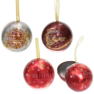 Банка жестяная «Новогодние шары» 6,5см, микс