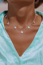 Колье "Хати" с ювелирной эмалью лазурного цвета