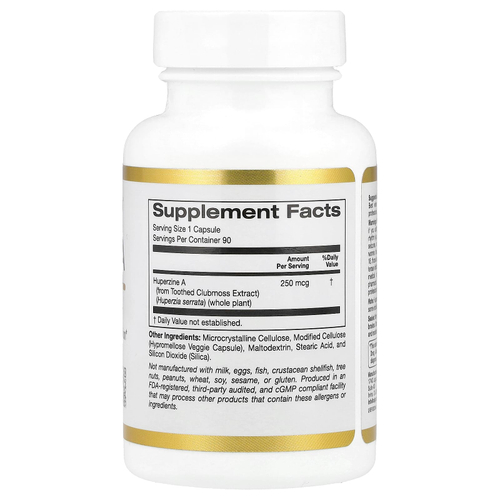 California Gold Nutrition, гуперзин А, 250 мкг, 90 растительных капсул