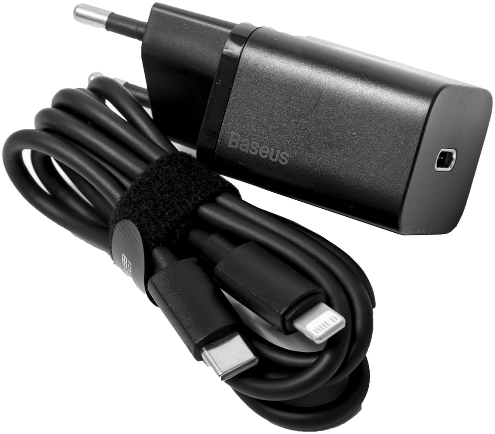 КОМПЛЕКТ СЗУ BASEUS SUPER SI TZCCSUP-B01 3A 20W TYPE-C ПОРТ С КАБЕЛЕМ TYPE-C-LIGHTNING, ЧЕРНЫЙ